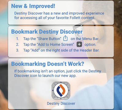 Use the Destiny Discover Web App